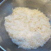 Strain the rice thoroughly as the excess water can make the rice mushy.