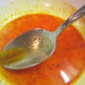 Dissolve ¼ teaspoon saffron in 1 tablespoon hot water in a small bowl.